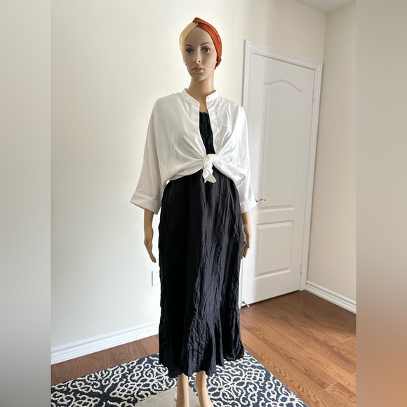 Vintage Esprit Black Pre-wrinkled Slip Silk Dress Chic Unique. No iron required. - Picture 7 of 13